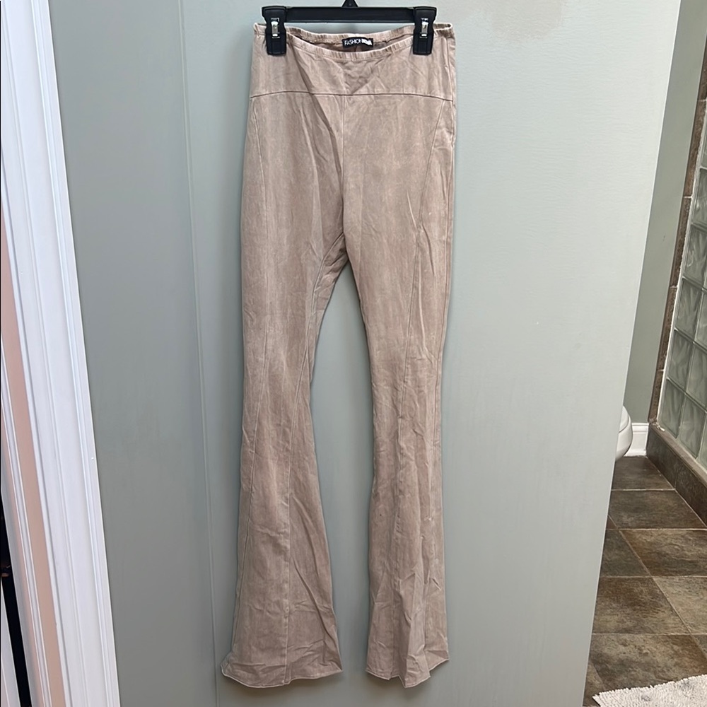 Fashion Nova Beige Flare Casual Pants